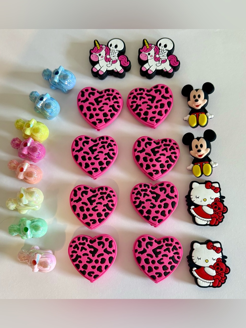 Assorted Focal Bead Crafting Lot - Cute Pink Unicorns Hello Kitty